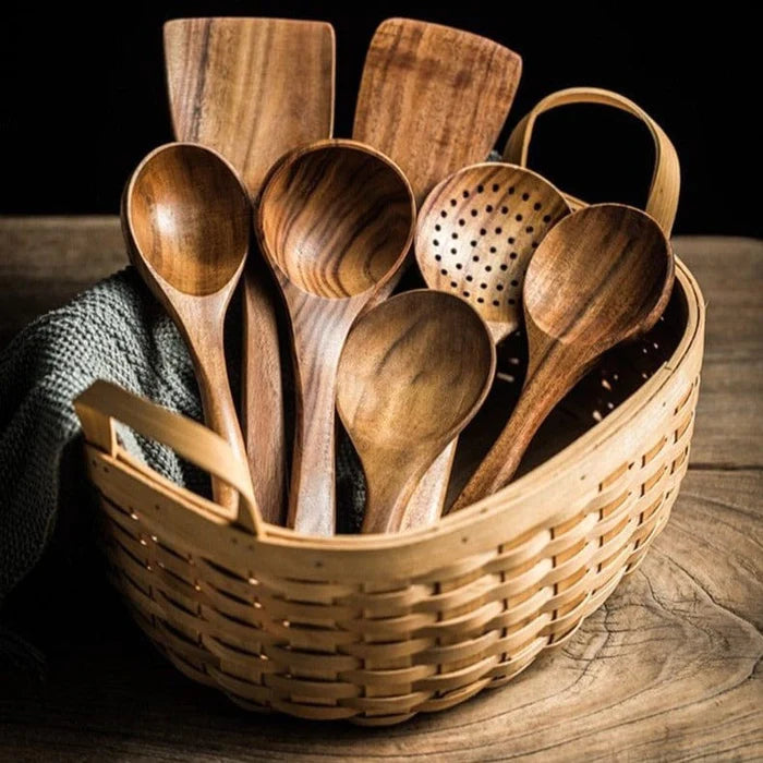 7pc TEAK WOODEN UTENSILS SET